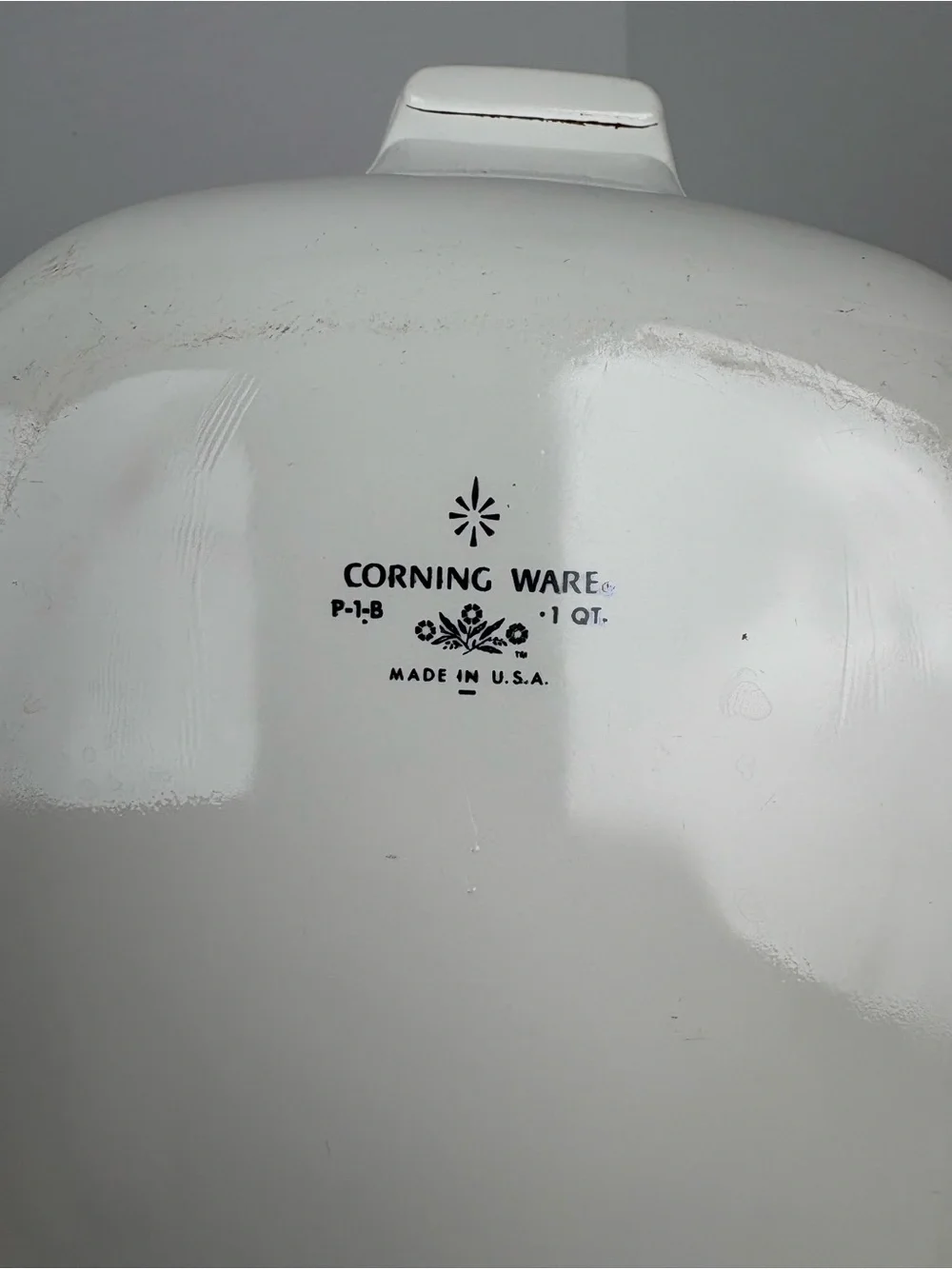 Vintage CorningWare Blue Cornflower Baking Dish 1 Qt White Square with Lid P-1-B